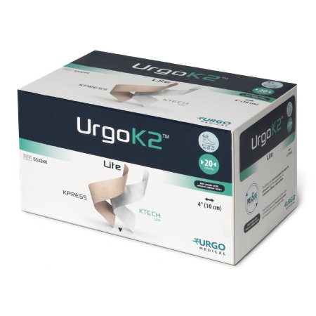 Compression Bandage System 2 Layer URGOK2™ Lite 4 X 9-3/4 X 12-1/2 Inch 20 mmHg Self-adherent Closure Tan / White / Pink Large NonSterile by Urgo Medical North America LLC  ID 553246